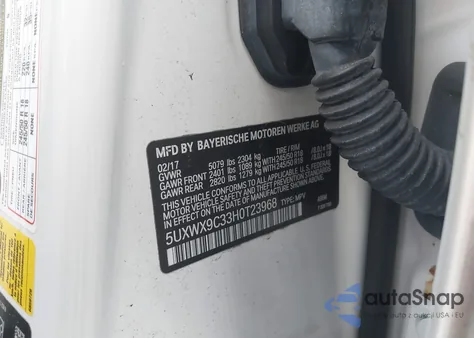 2017 BMW X3 xDrive28I z USA, uszkodzony, nr VIN 5UXWX9C33H0T23968